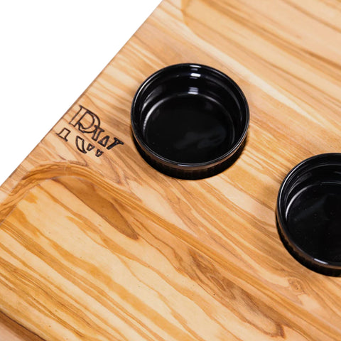 Talen French Fry Tray with Sauce Containers, Olive Wood