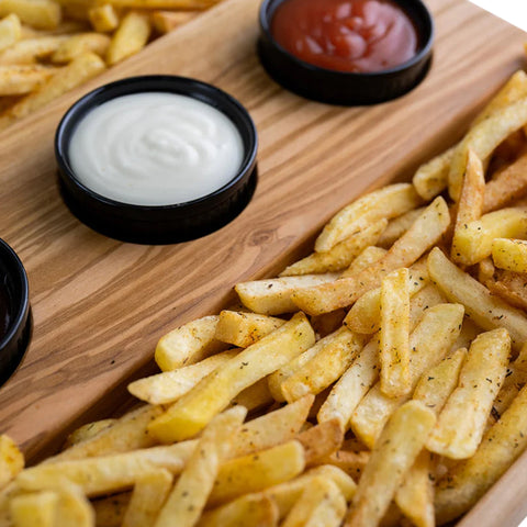 Talen French Fry Tray with Sauce Containers, Olive Wood