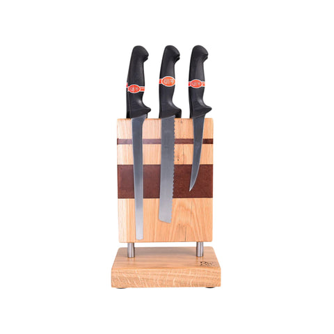 Venus Magnet Knife Block With 6 Knives, Oak Wood