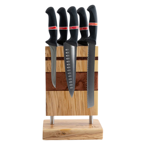 Venus Magnet Knife Block With 6 Knives, Olive Wood