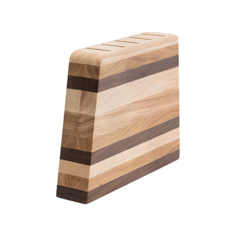 Zebra Vertical Knife Block with 5 Knives, Walnut, Ash, and Oak Wood