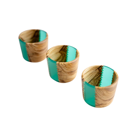 Vetta Glass Holder With 4 Glass Holders, Olive Wood