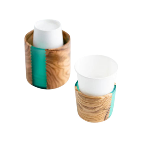 Vetta Glass Holder With 4 Glass Holders, Olive Wood
