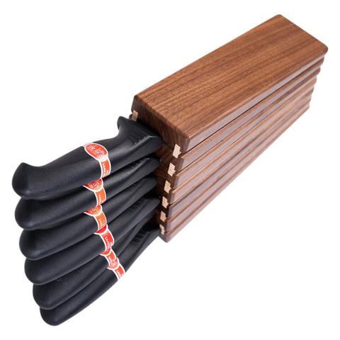 Zebra Fan Knife Block With 6 Knives, Walnut And Ash Wood