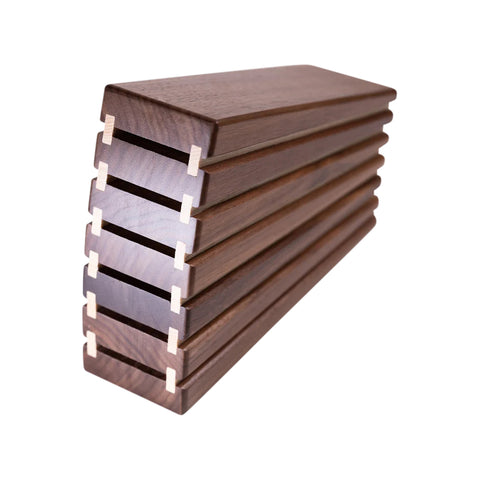 Zebra Fan Knife Block With 6 Knives, Walnut And Ash Wood