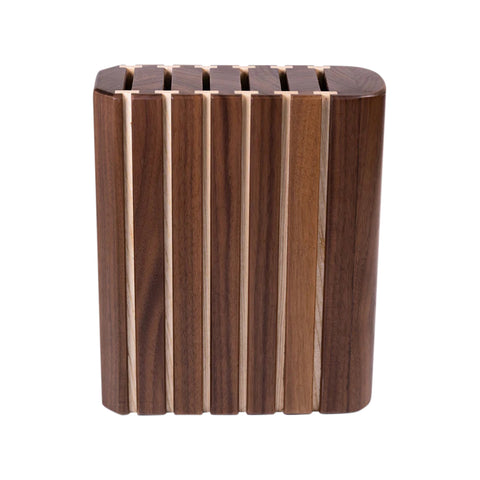Zebra Knife Block with 6 Knives, Walnut And Ash Wood