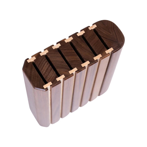 Zebra Knife Block with 6 Knives, Walnut And Ash Wood