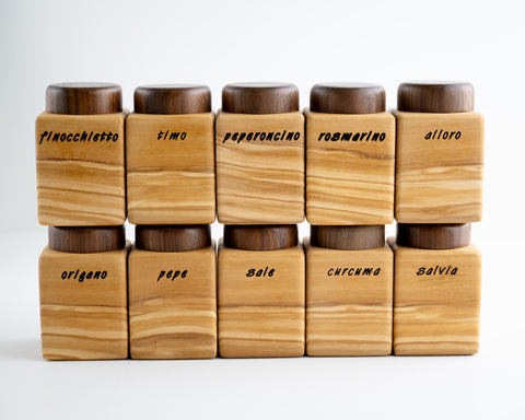 10 piece spice container set with stand-ReinWood