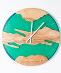 Costa Wall Clock, Ash - Transparent Green Resin-ReinWood