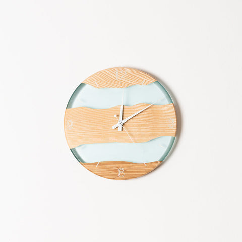 Costa Wall Clock, Ash - Water Resin-ReinWood