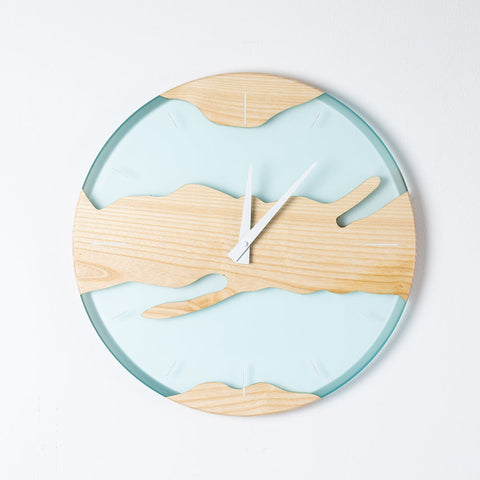 Costa Wall Clock, Ash - Water Resin-ReinWood