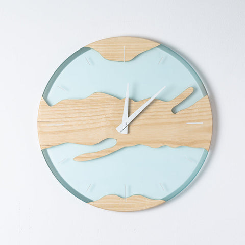 Costa Wall Clock, Ash - Water Resin-ReinWood