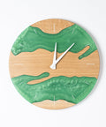 Costa Wall Clock, Oak - Pearl Green Resin-ReinWood