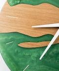 Costa Wall Clock, Oak - Pearl Green Resin-ReinWood