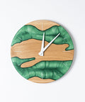 Costa Wall Clock, Oak - Pearl Green Resin-ReinWood