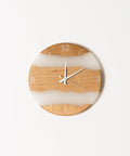 Costa Wall Clock, Oak - Transparent White Resin-ReinWood