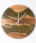 Costa Wall Clock, Walnut- Antique Gold Resin-ReinWood