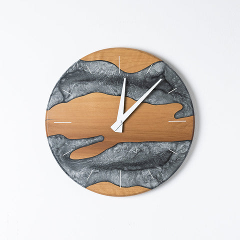 Costa Wall Clock, Walnut - Pearl Gray Resin-ReinWood