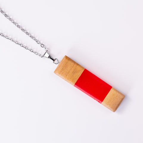 Chiara Rectangle Necklace, Olive Wood