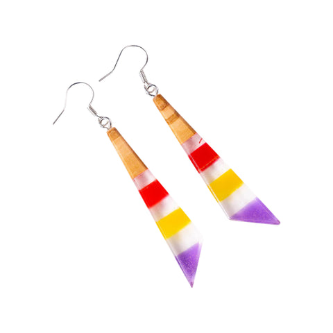 Iris Irregular Triangle Earrings, Olive Wood