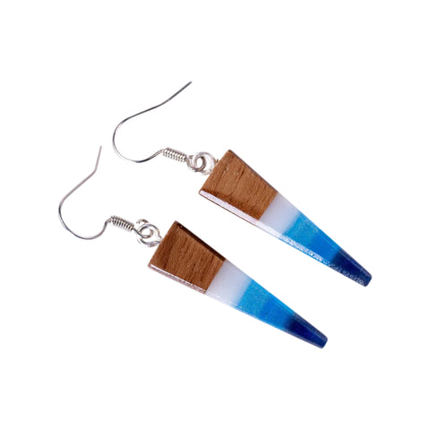 Mare Triangle Earrings Down, Walnut Wood