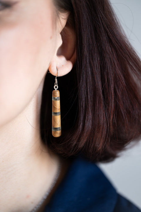 Marta line cylinder earrings-ReinWood