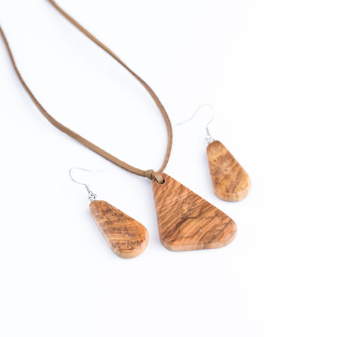 Natur Drop Shape Necklace/Earrings Set-ReinWood