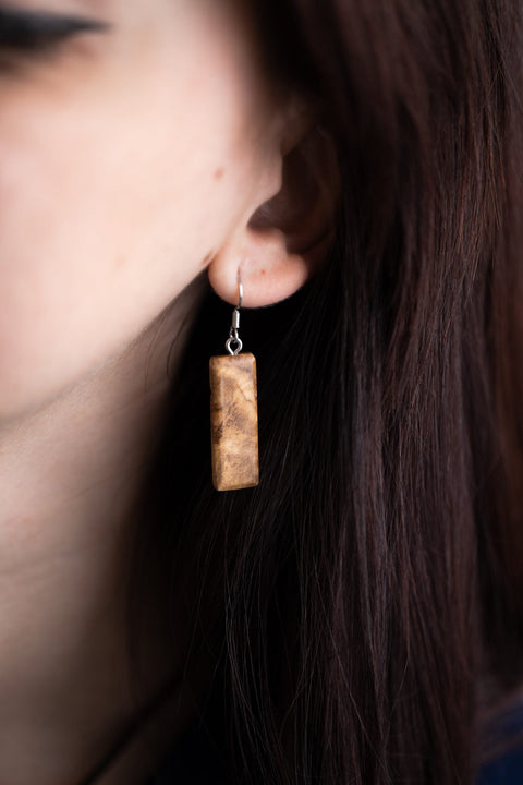 Rectangular Natur earrings-ReinWood