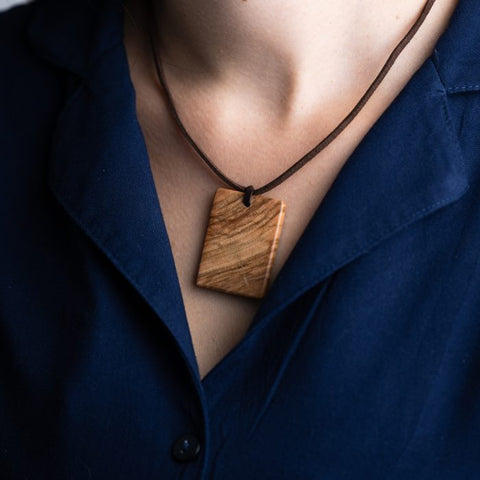 Rectangular Natur necklace-ReinWood