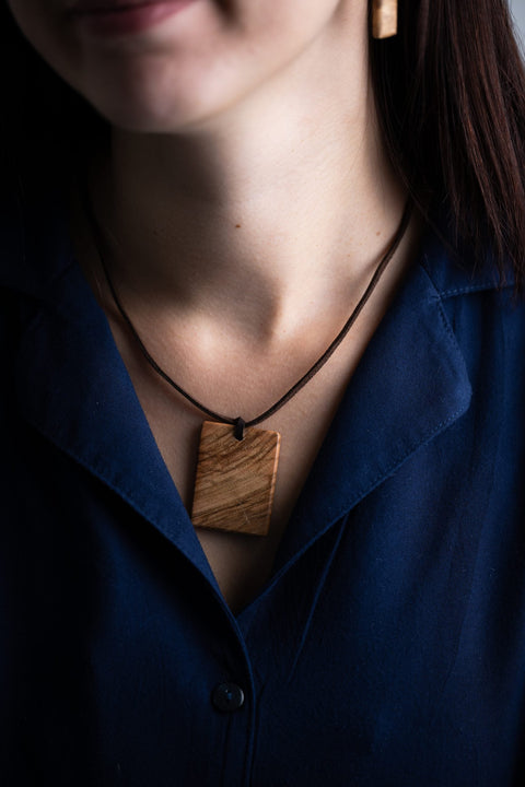 Rectangular Natur necklace-ReinWood