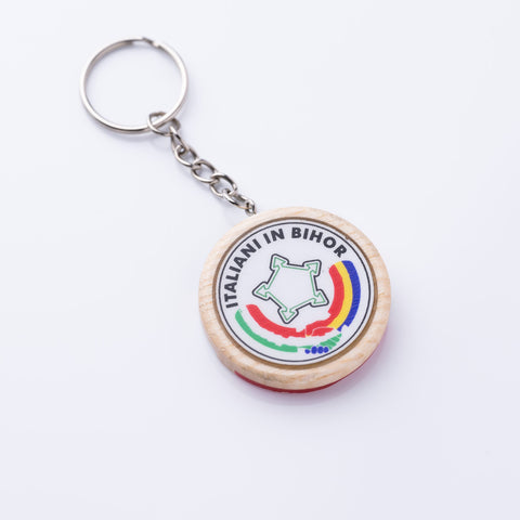 Round key ring with customizable logo-ReinWood