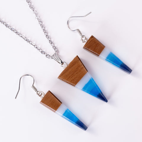 Sea triangle necklace/earring set-ReinWood