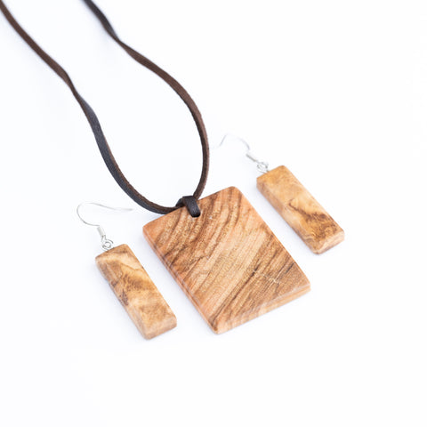 Set necklace/earrings Natur rectangular-ReinWood