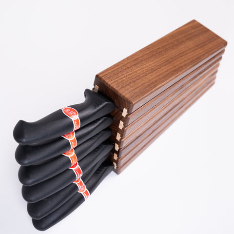 Zebra fan knife holder with 6 knives-ReinWood